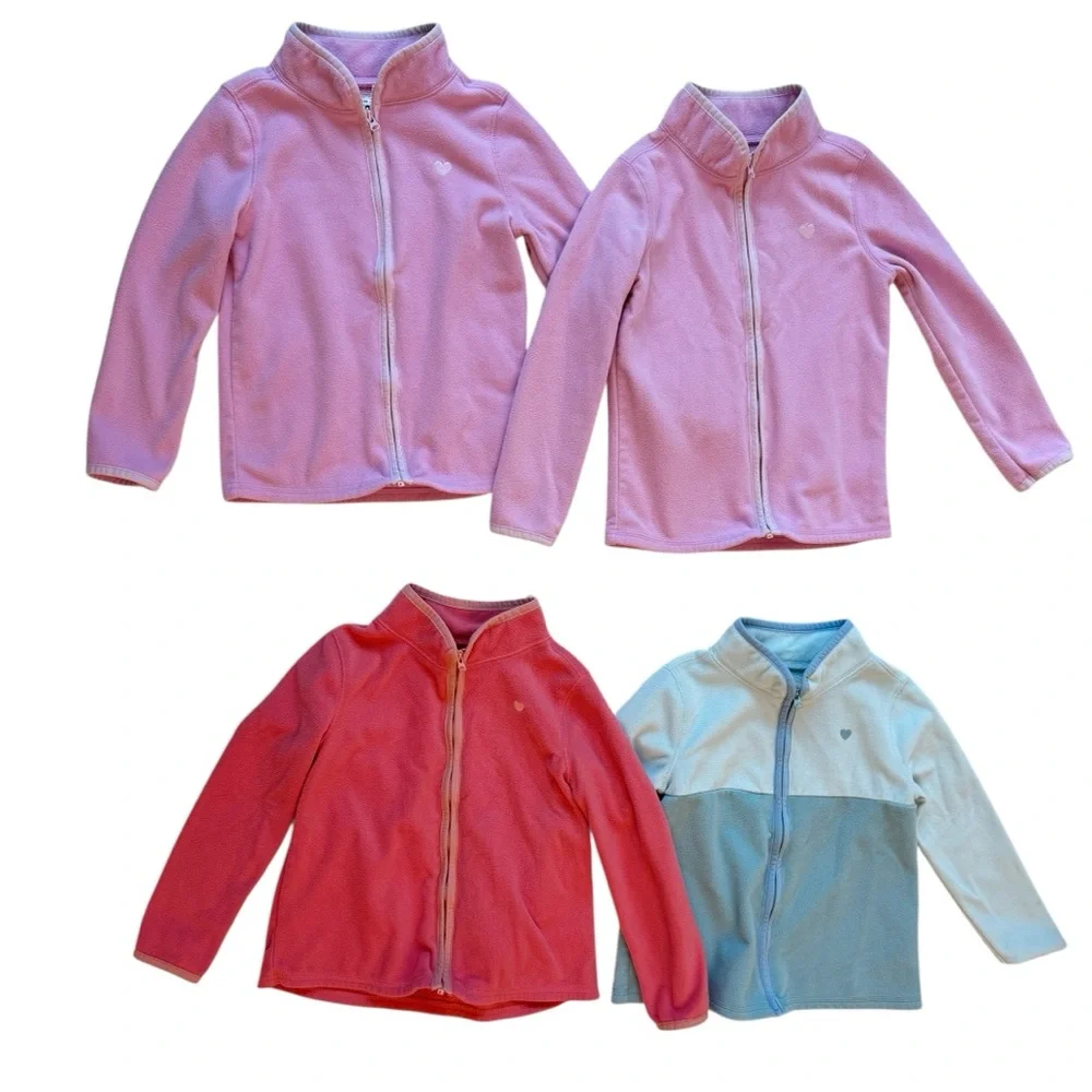 Girls 4pc Fleece Jacket Bundle OshKosh B’gosh Pink Blue Size 5T